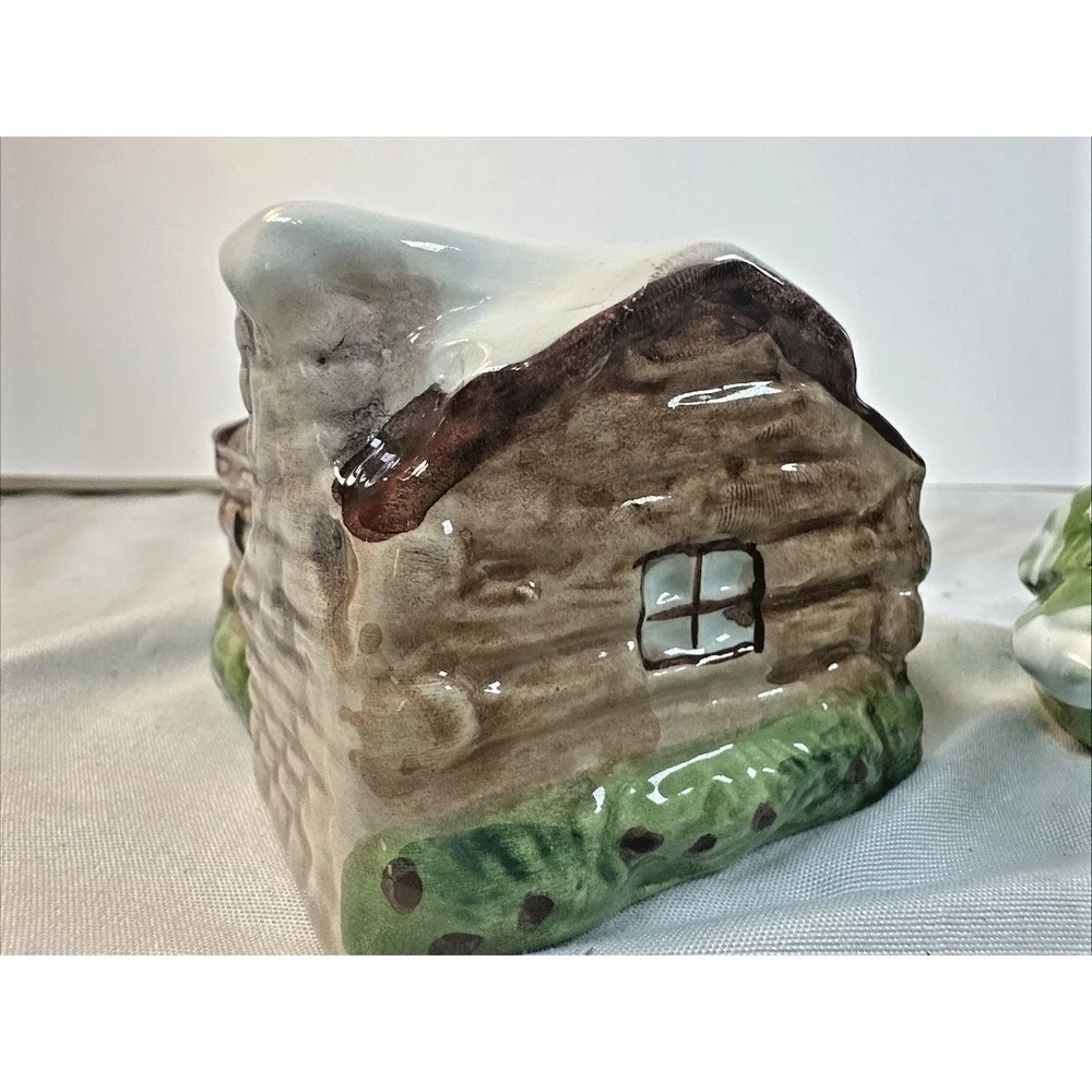 Set of 3 Vintage Holiday Time Ceramic Salt &Pepper Shakers Moose/Tree/Cabin Set